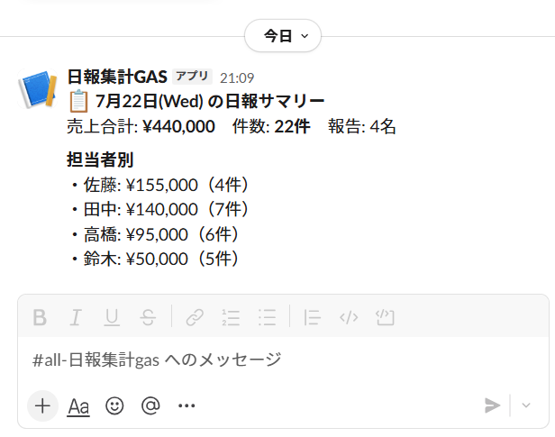 日報集計ツールからSlackへの自動通知
